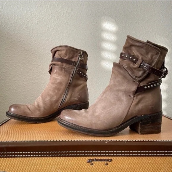 A.S. 98 Brown Leather Ankle Boots Studded Straps & Chunky Heel Size EU 40 - Picture 14 of 14